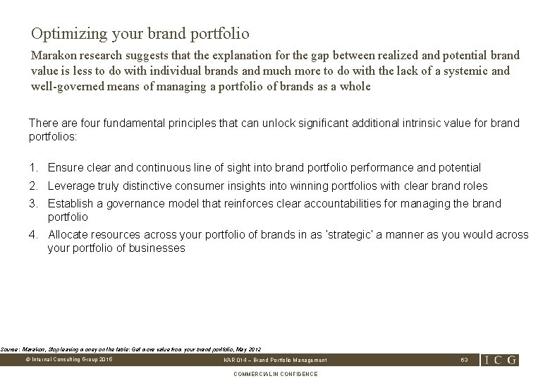 Optimizing your brand portfolio Marakon research suggests that the explanation for the gap between