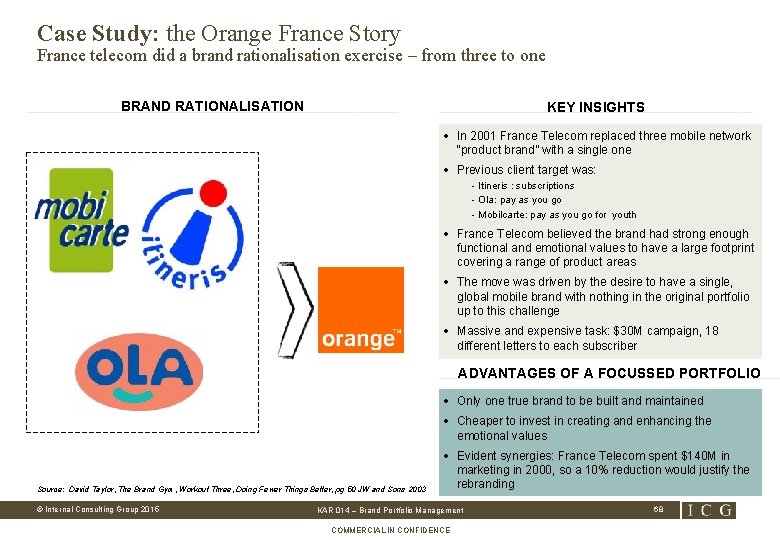 Case Study: the Orange France Story France telecom did a brand rationalisation exercise –