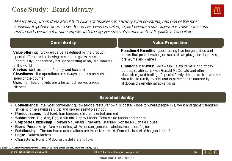 Case Study: Brand Identity Mc. Donald’s, which does about $26 billion of business in