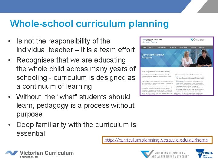 Whole-school curriculum planning • Is not the responsibility of the individual teacher – it