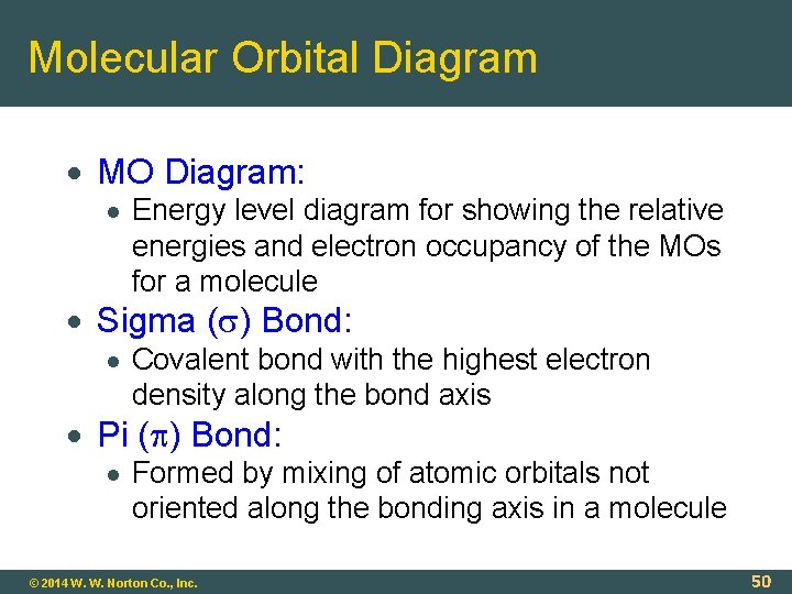 Molecular Orbital Diagram MO Diagram: Energy level diagram for showing the relative energies and