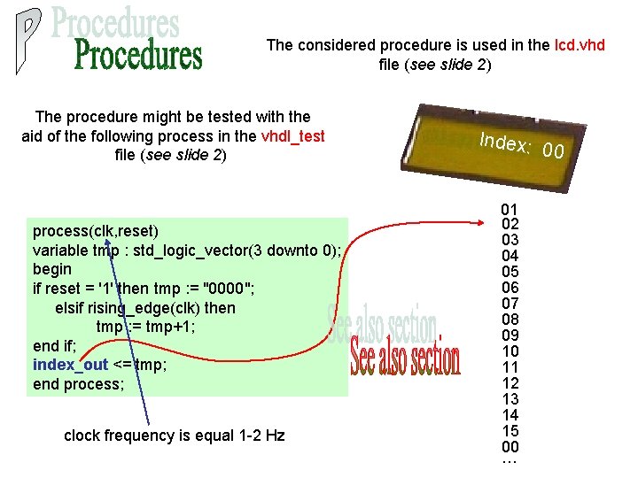 The considered procedure is used in the lcd. vhd file (see slide 2) The