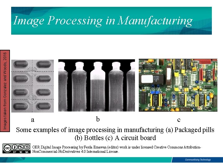 Images taken from Gonzalez and Woods, 2016 Image Processing in Manufacturing a b c