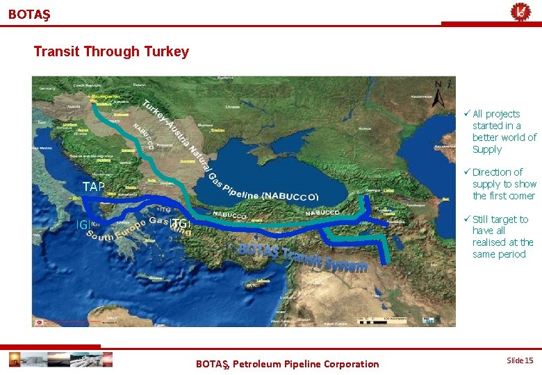 BOTAŞ Transit Through Turkey ü All projects started in a better world of Supply