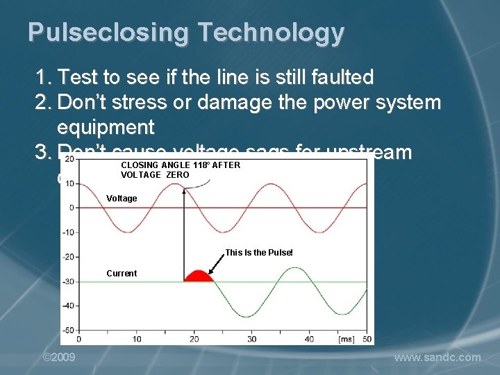 Pulseclosing Technology 1. Test to see if the line is still faulted 2. Don’t
