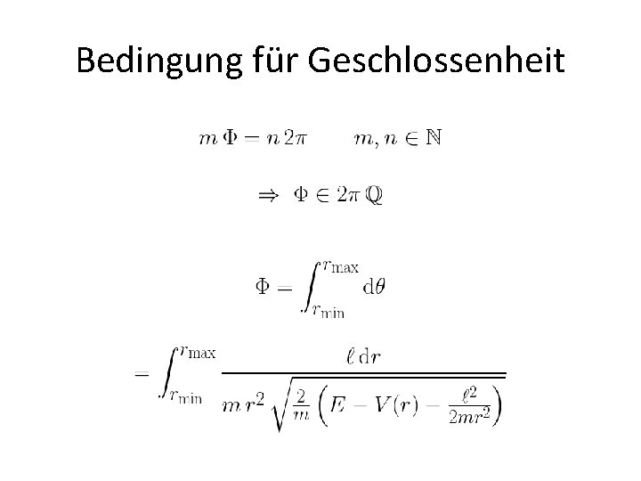 Bedingung für Geschlossenheit 