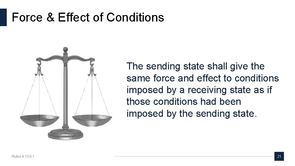 Force & Effect of Conditions The sending state shall give the same force and
