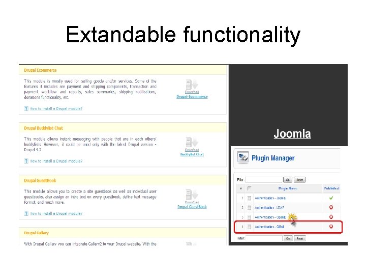 Extandable functionality 