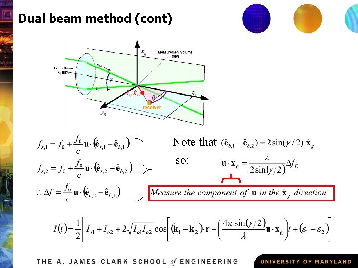 Dual beam method (cont) Note that so: 