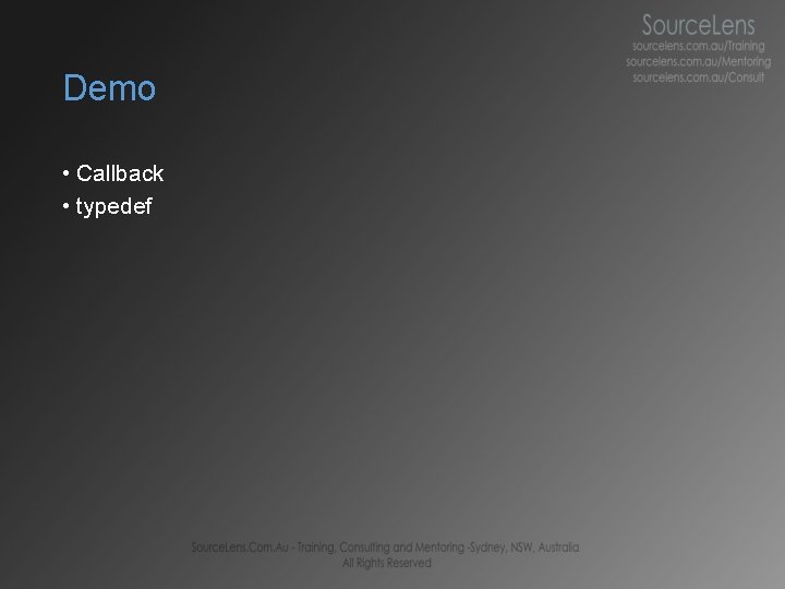 Demo • Callback • typedef 