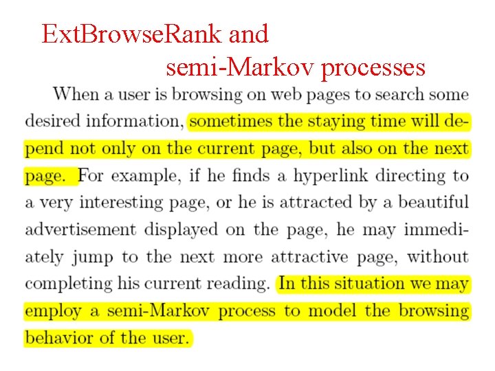 Ext. Browse. Rank and semi-Markov processes 
