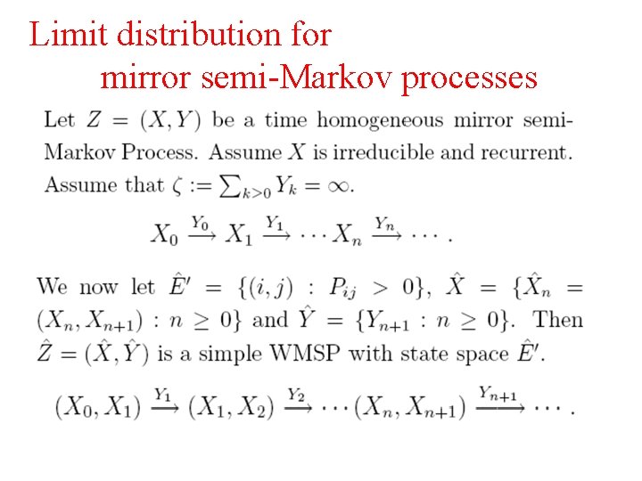 Limit distribution for mirror semi-Markov processes 