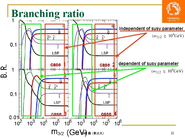 Branching ratio Independent of susy parameter 四柳 陽 （東北大） 22 