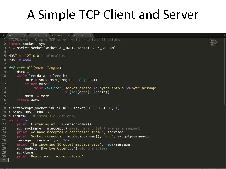 A Simple TCP Client and Server 14 
