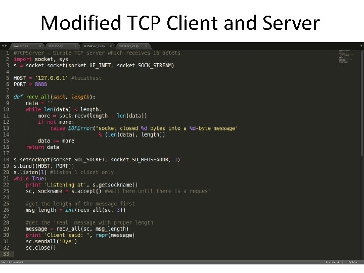 Modified TCP Client and Server 18 