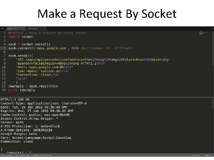 Make a Request By Socket 9 