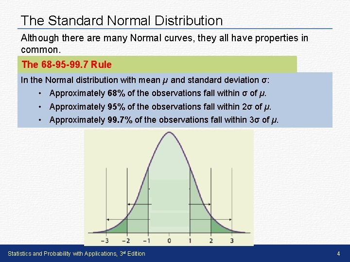 The Standard Normal Distribution Although there are many Normal curves, they all have properties