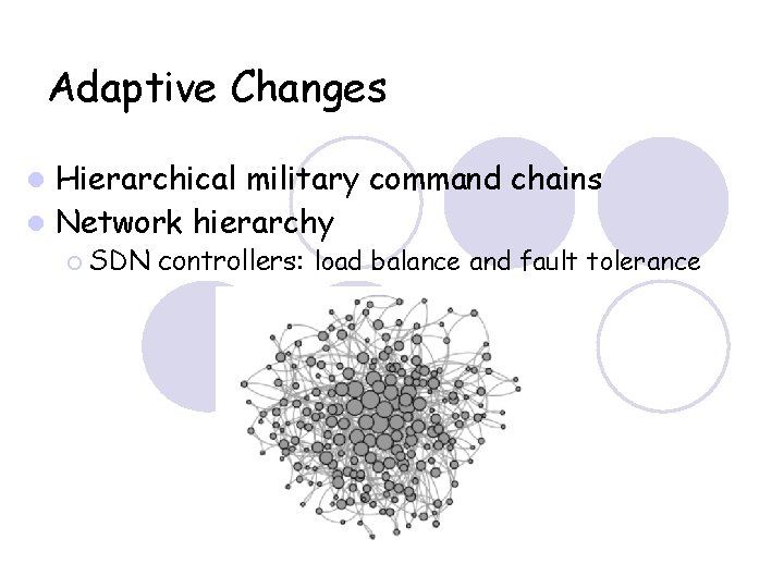 Adaptive Changes Hierarchical military command chains Network hierarchy SDN controllers: load balance and fault