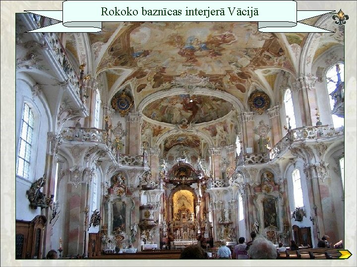 Rokoko baznīcas interjerā Vācijā 