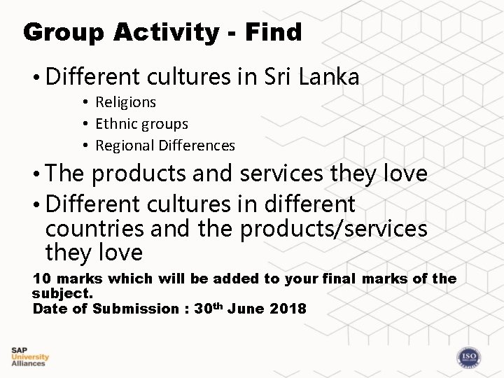 Group Activity - Find • Different cultures in Sri Lanka • Religions • Ethnic