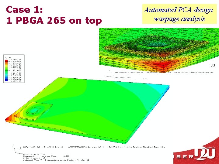 Case 1: 1 PBGA 265 on top Automated PCA design warpage analysis U 3