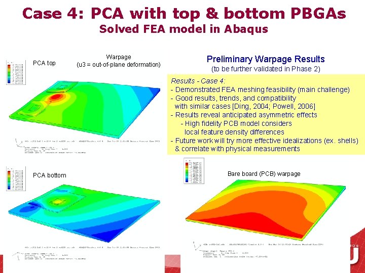 Case 4: PCA with top & bottom PBGAs Solved FEA model in Abaqus PCA