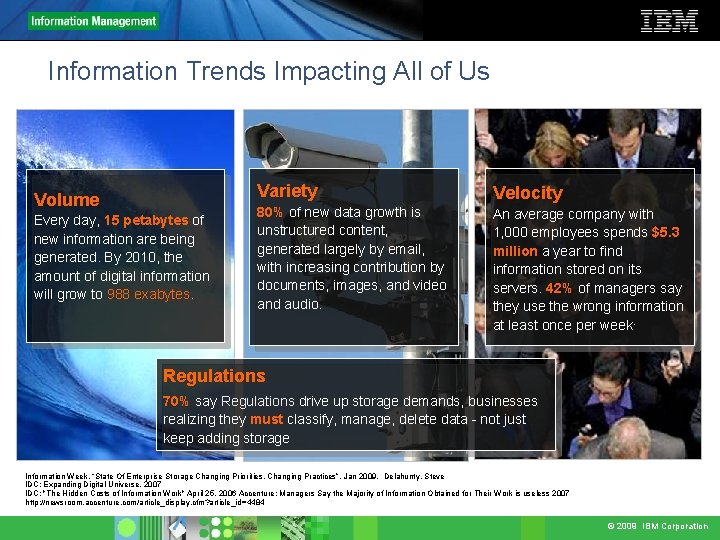 Information Trends Impacting All of Us Volume Every day, 15 petabytes of new information