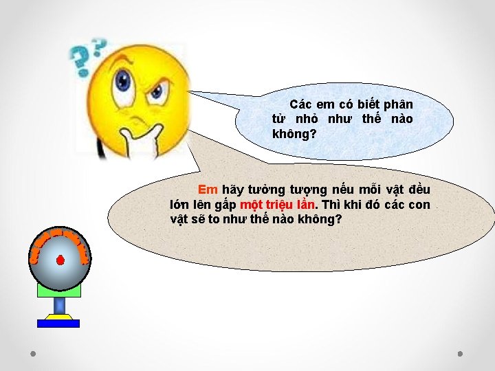 Các em có biết phân tử nhỏ như thế nào không? Em hãy tưởng