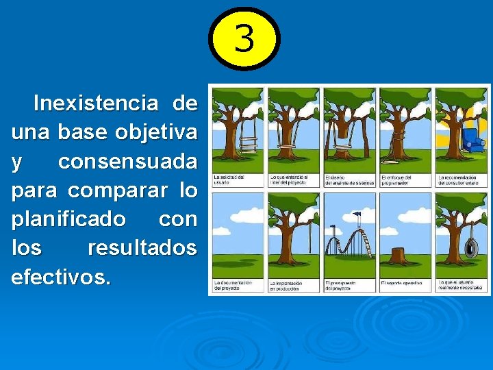 3 Inexistencia de una base objetiva y consensuada para comparar lo planificado con los