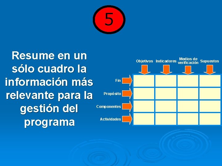 5 Resume en un sólo cuadro la información más relevante para la gestión del