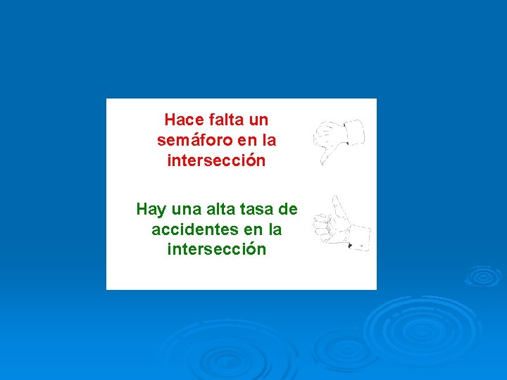 Hace falta un semáforo en la intersección Hay una alta tasa de accidentes en