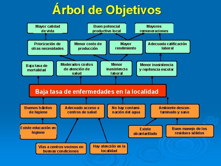 Árbol de Objetivos Mayor calidad de vida Priorización de otras necesidades Baja tasa de