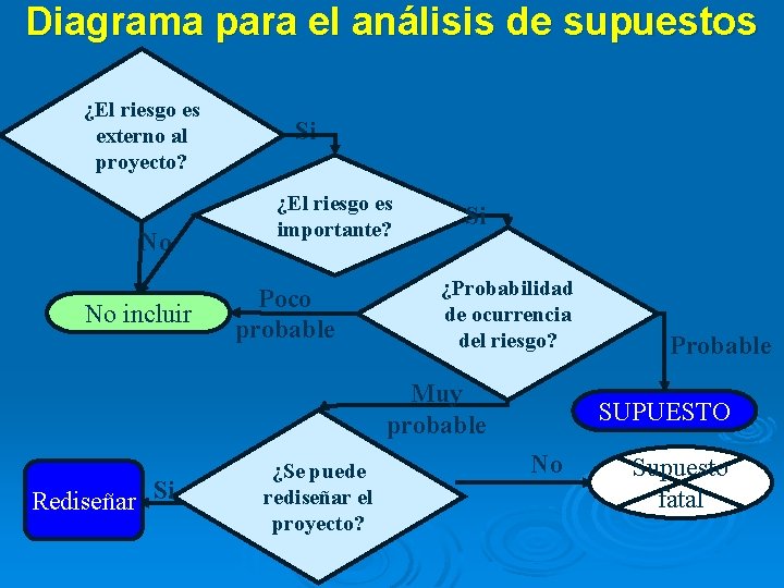 Diagrama para el análisis de supuestos ¿El riesgo es externo al proyecto? No No