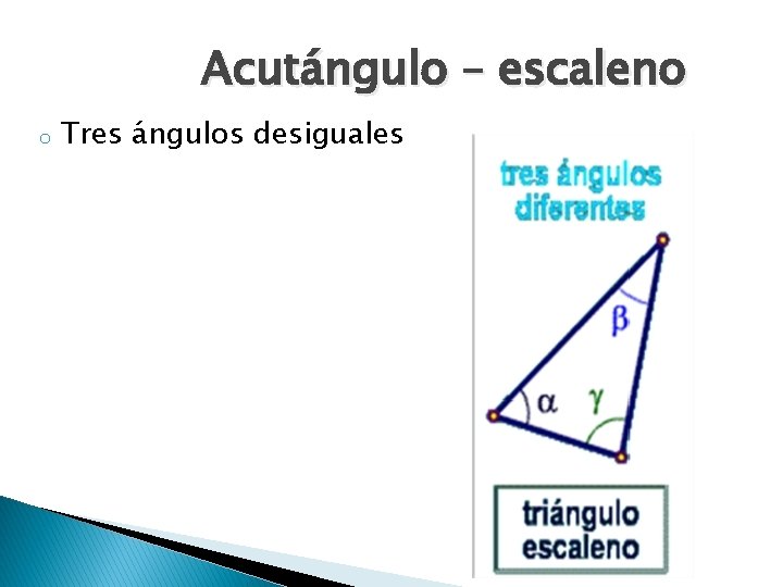 Acutángulo – escaleno o Tres ángulos desiguales 