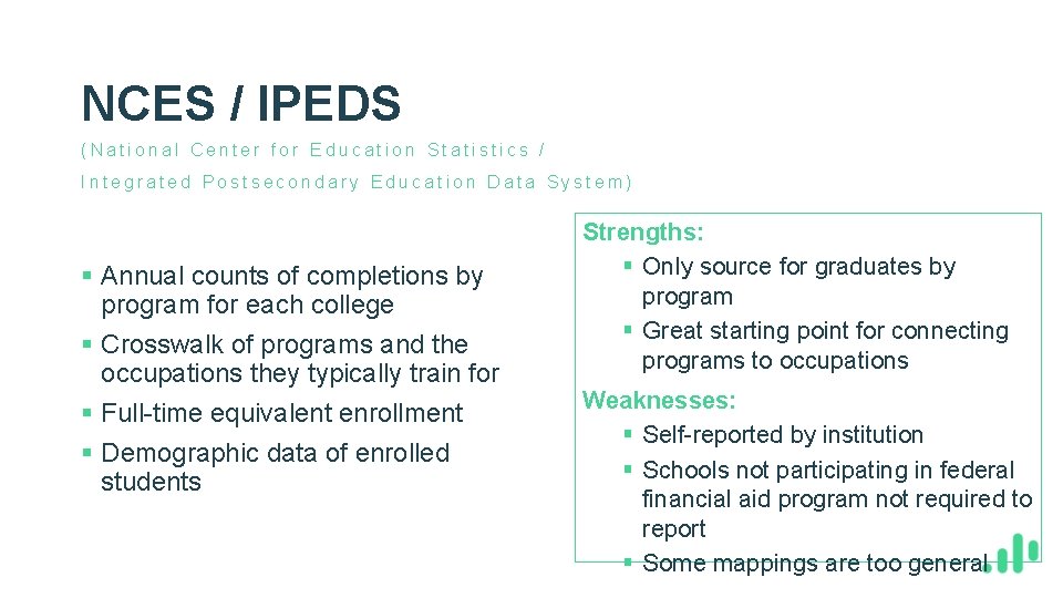 NCES / IPEDS (National Center for Education Statistics / Integrated Postsecondary Education Data System)