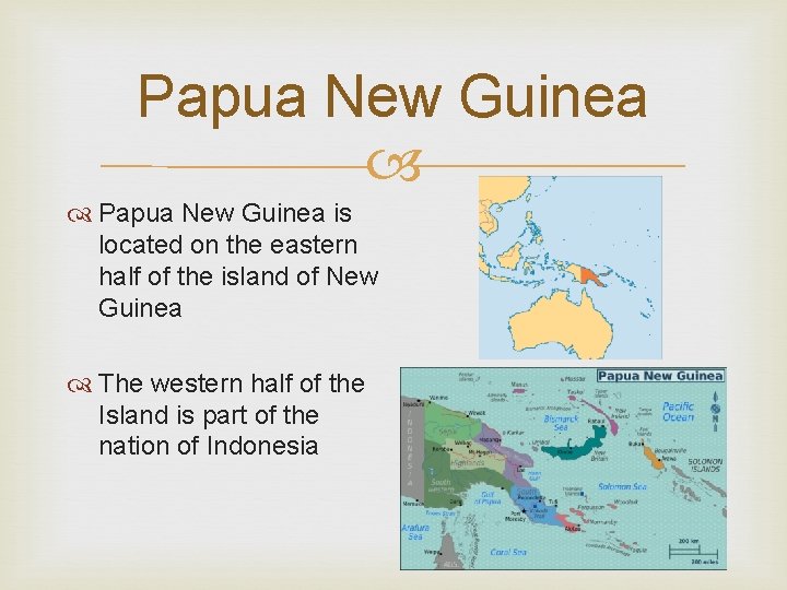 Papua New Guinea is located on the eastern half of the island of New