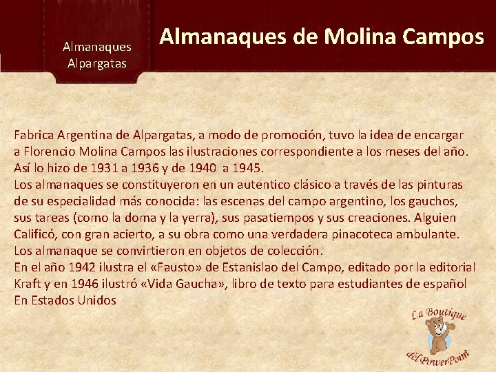 Almanaques Alpargatas Almanaques de Molina Campos Fabrica Argentina de Alpargatas, a modo de promoción,