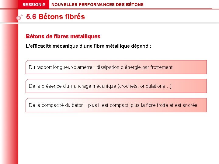 SESSION 5 NOUVELLES PERFORMANCES DES BÉTONS 5. 6 Bétons fibrés Bétons de fibres métalliques