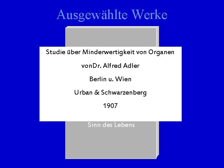 Ausgewählte Werke Studie über Minderwertigkeit von Organen Schneidergewerbe von. Dr. Alfred Adler Organminderwertigkeit Berlin