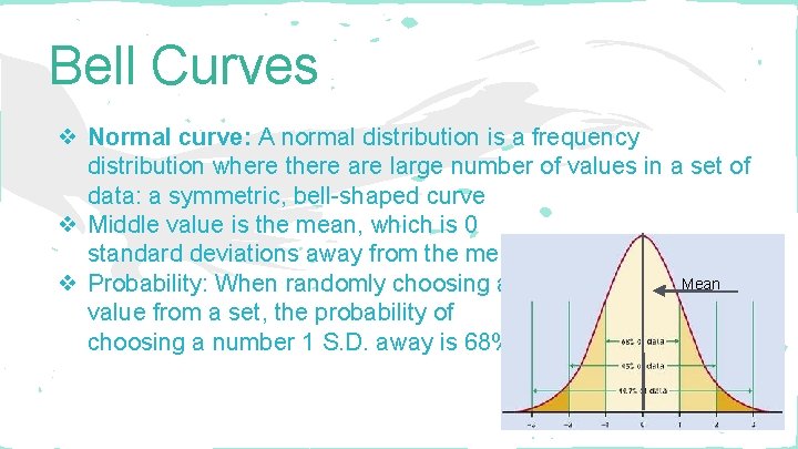 Bell Curves ❖ Normal curve: A normal distribution is a frequency distribution where there