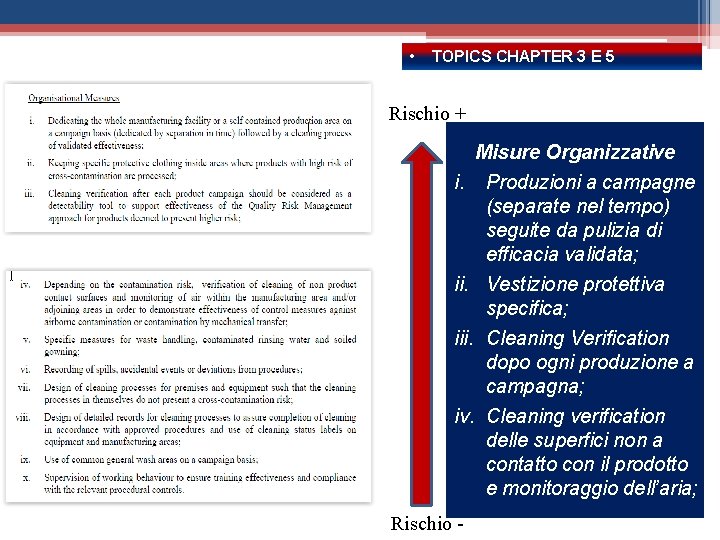  • TOPICS CHAPTER 3 E 5 Rischio + Misure Organizzative i. Produzioni a