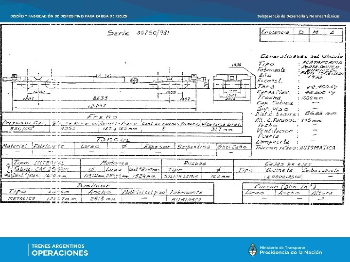 DISEÑO Y FABRICACIÓN DE DISPOSITIVO PARA CARGA DE RIELES Subgerencia de Desarrollo y Normas DISEÑO Y FABRICACIÓN DE DISPOSITIVO PARA CARGA DE RIELES Subgerencia de Desarrollo y Normas