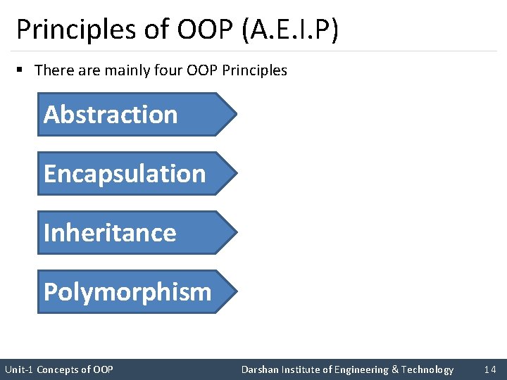 Principles of OOP (A. E. I. P) § There are mainly four OOP Principles