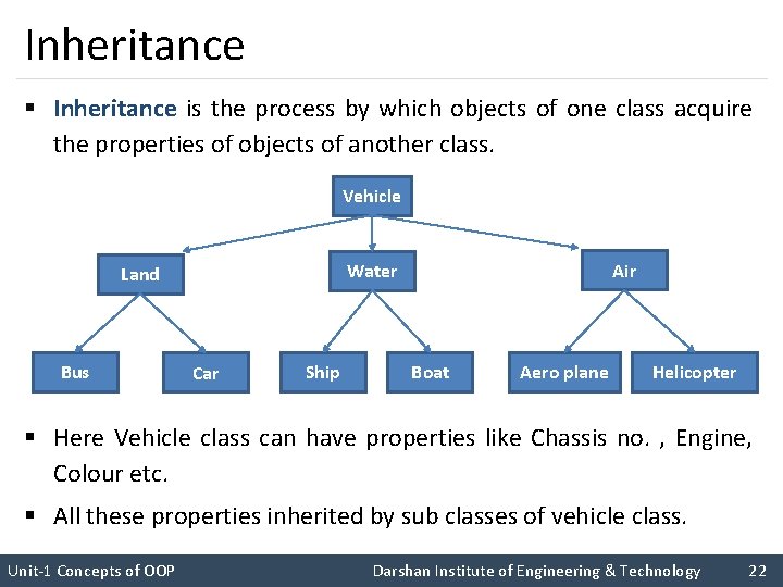 Inheritance § Inheritance is the process by which objects of one class acquire the