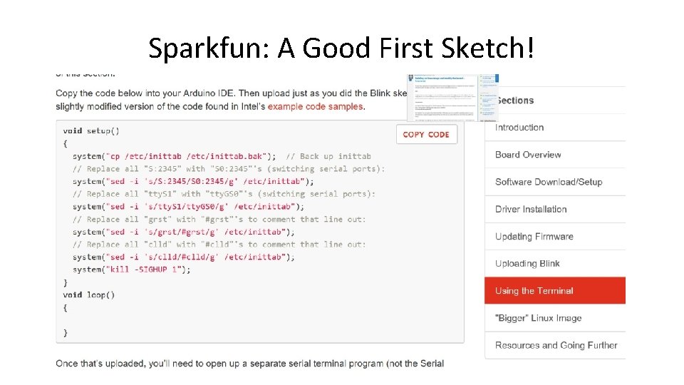 Sparkfun: A Good First Sketch! 