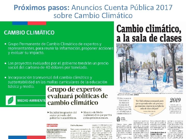 Próximos pasos: Anuncios Cuenta Pública 2017 sobre Cambio Climático 