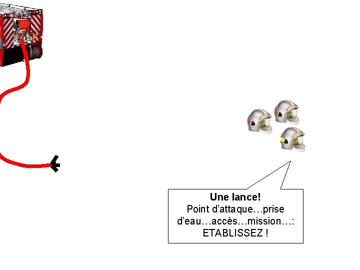 Une lance! Point d’attaque…prise d’eau…accès…mission…: ETABLISSEZ ! 