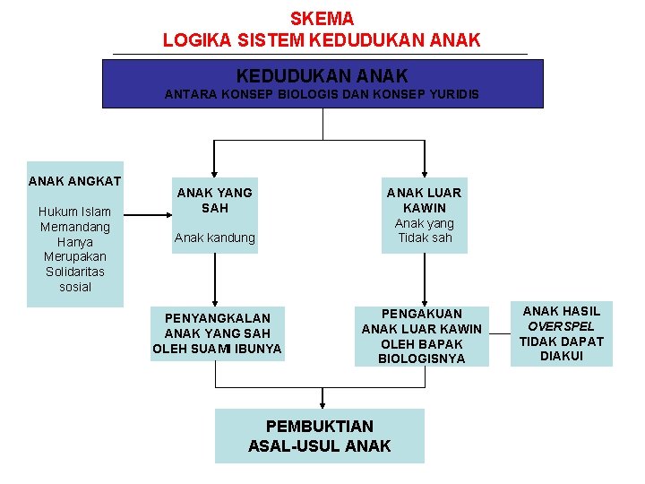 SKEMA LOGIKA SISTEM KEDUDUKAN ANAK ANTARA KONSEP BIOLOGIS DAN KONSEP YURIDIS ANAK ANGKAT Hukum
