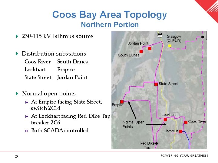 Coos Bay Area Topology Northern Portion 4 230 -115 k. V Isthmus source 4