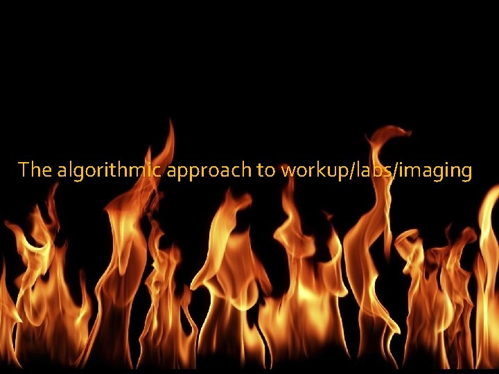 The algorithmic approach to workup/labs/imaging 